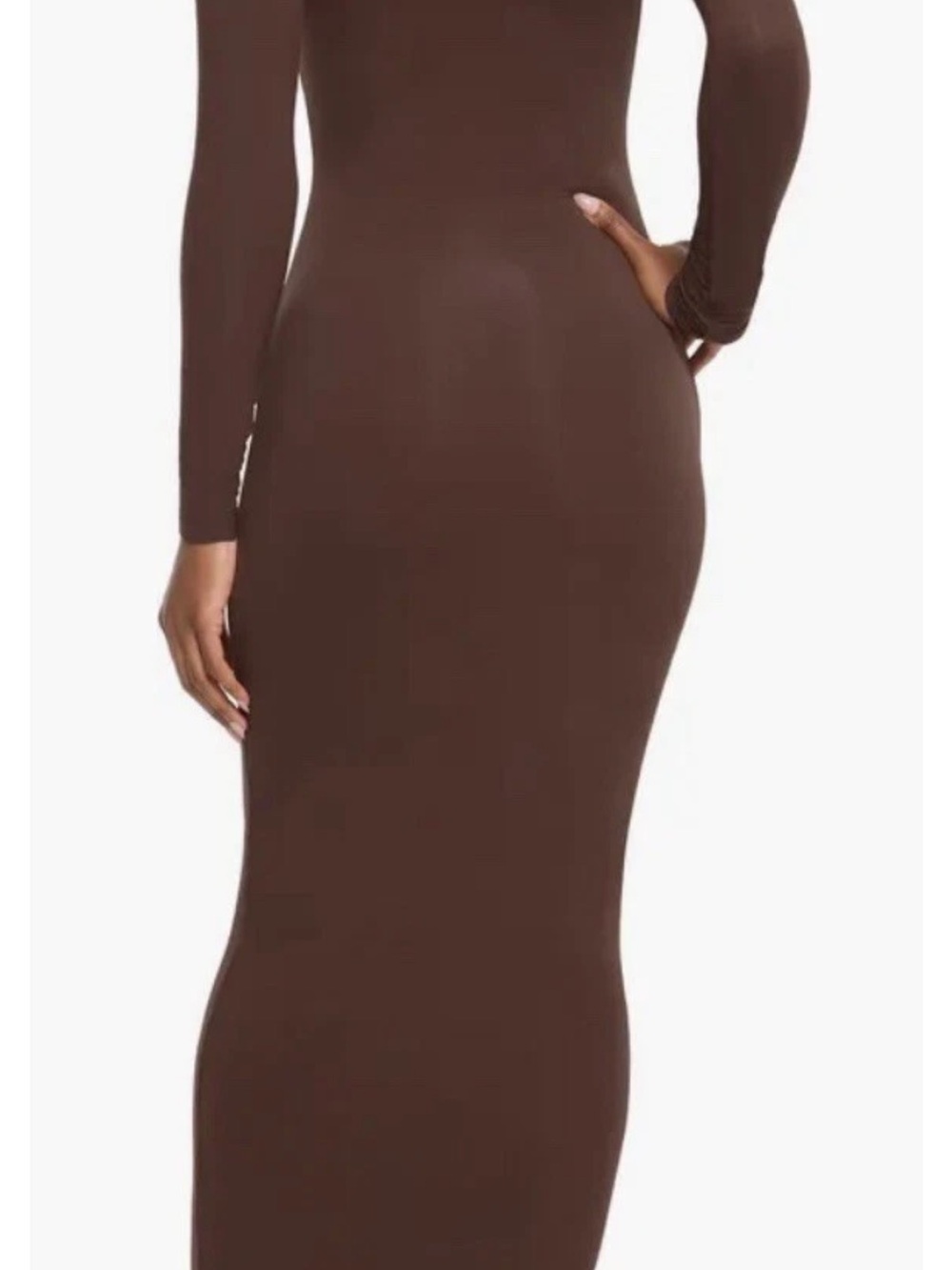 SKIMS fits everybody crew neck Long Sleeve Maxi Dress in umber S - Picture 8 of 10